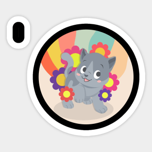 Kitten flower Sticker